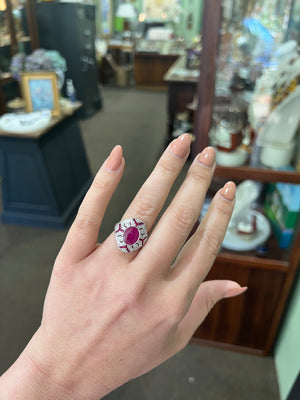 Ruby and Diamond Ring in 18ct Yellow and White Gold