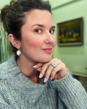 Baroque Pearl Swan Hook Earrings in 9ct Gold