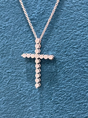 Diamond Cross Necklace in 9ct White Gold - Large