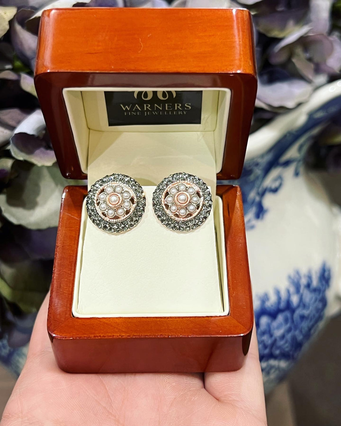 Marcasite and Seed Pearl Clip On Earrings